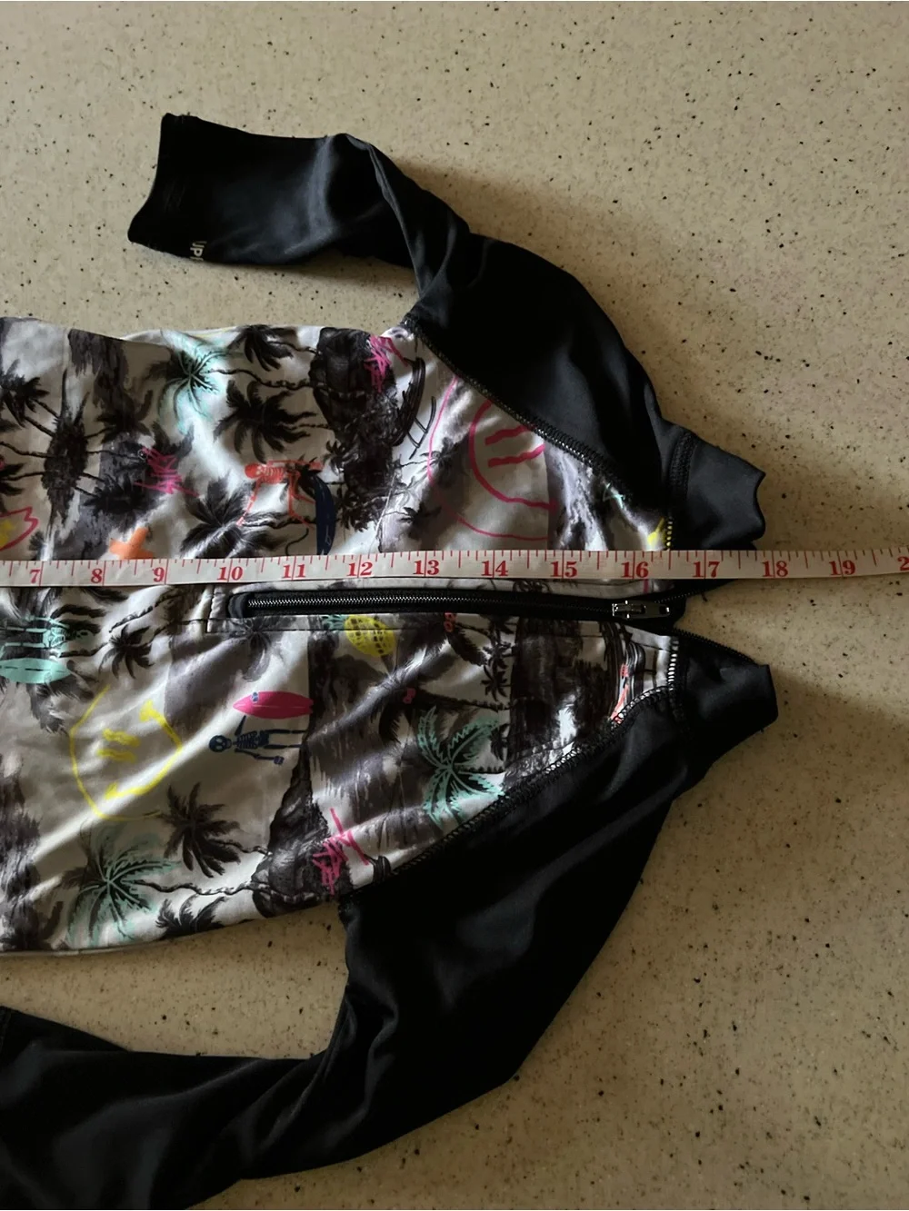 Hurley Kids Black Sleeve Rashguard with Neon Multi Print